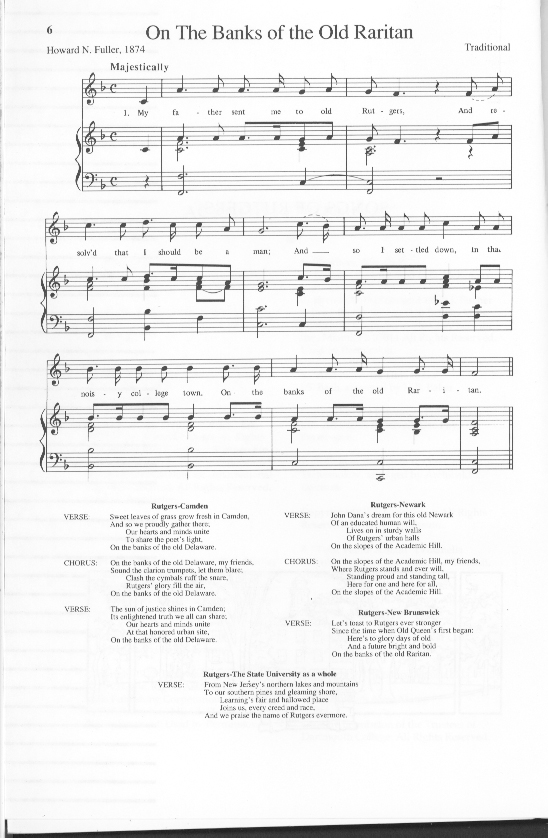 Rutgers Song - On the Banks of the Old Raritan Sheet Music