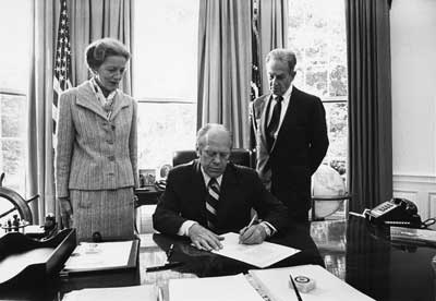 Clifford Case and Millicent Fenwick meet with Gerald Ford