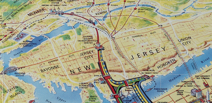 1995 map of PATH railroads in New Jersey