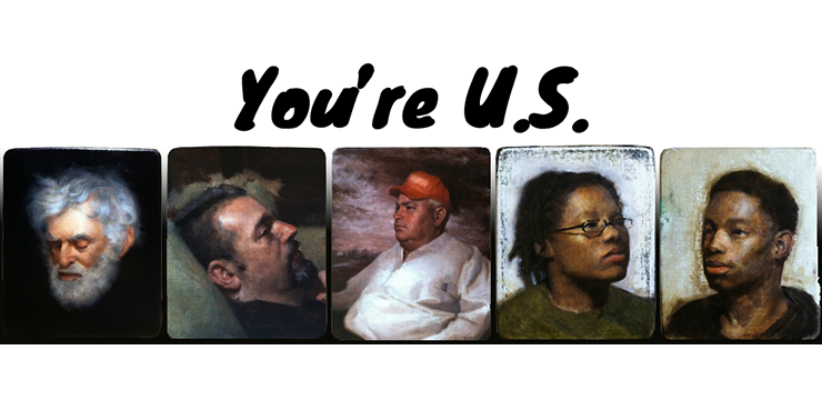 Oil painting portraits of five individuals by artist Emile B. Klein from his You’re U.S. project.